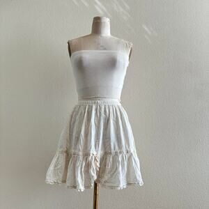 handmade ivory cotton prairie tiered midi skirt